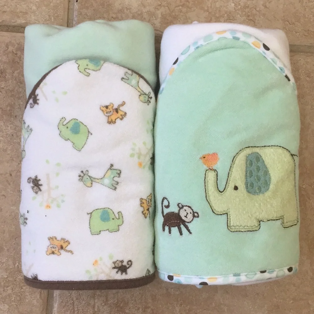 First Moments French Terry Hooded Bath Towels